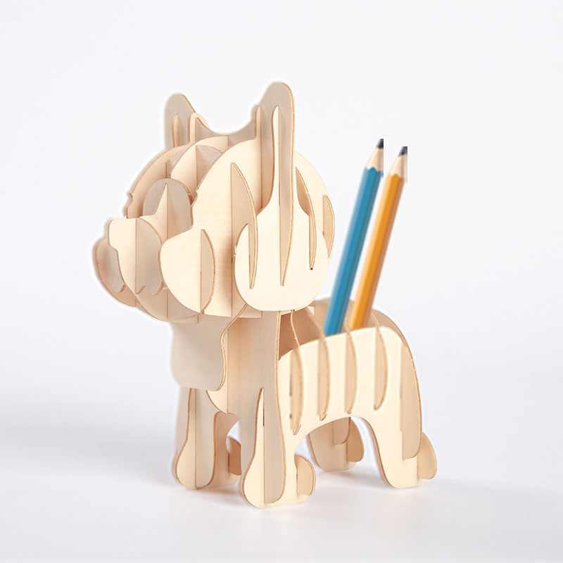 Wooden Puzzle Dog Pencil Holder