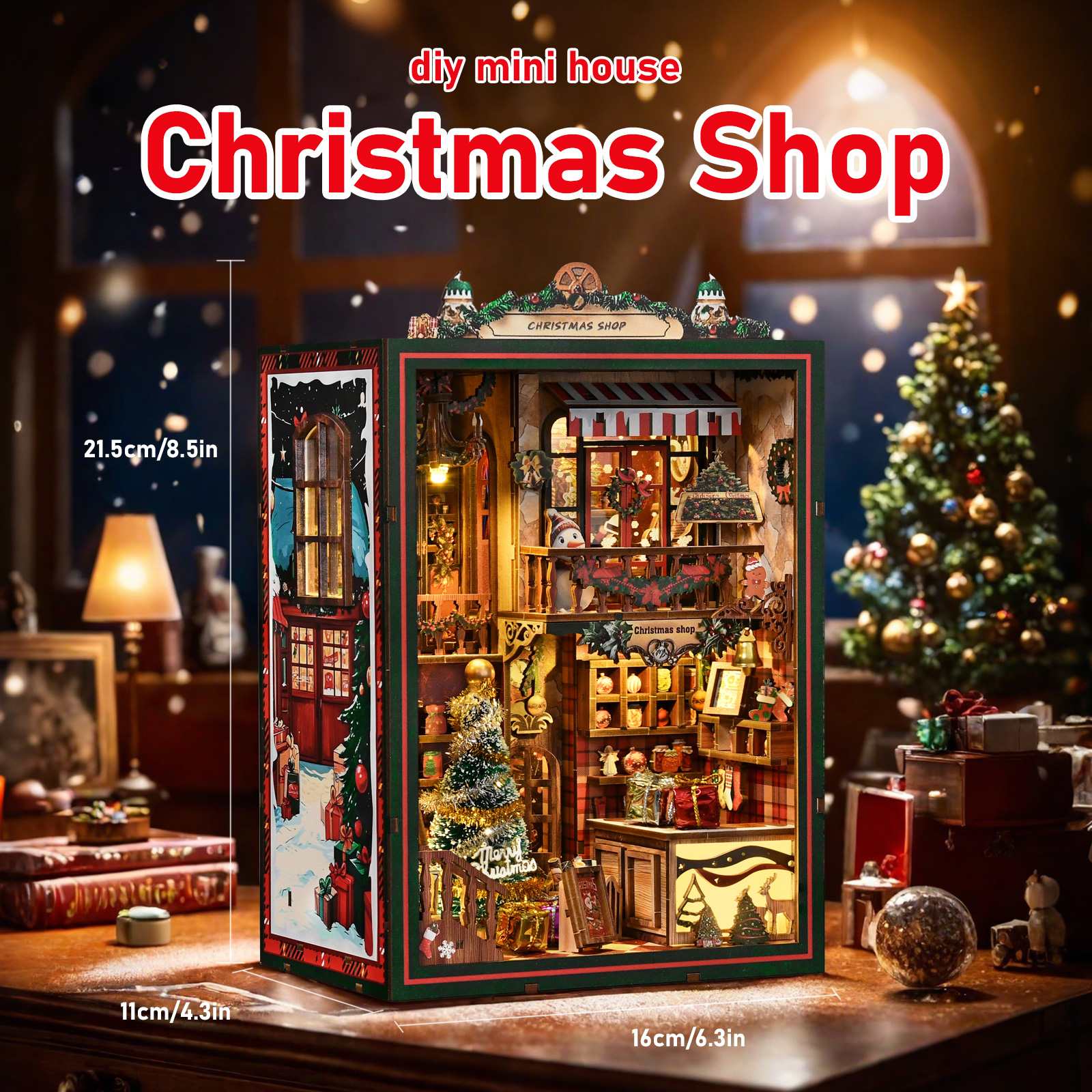 New Style Educational Mini Book Nook Wooden DIY Miniature House Kit with for Decoration for Christmas Day
